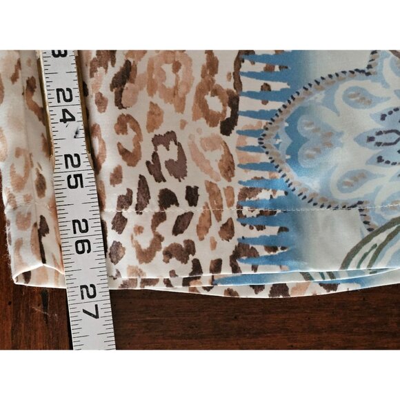 Hale Bob Chettah paisley wide leg pants pull on blue tan small pockets - Picture 8 of 8